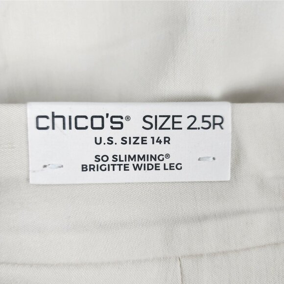 Chicos Pants Women 2.5=14R Sea Salt Brigette So Slimming Wide Leg Crop NWT - Picture 6 of 13